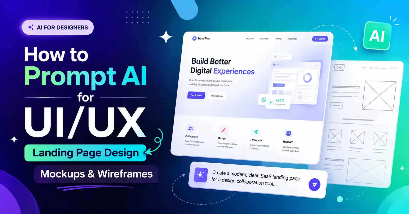 How to Prompt AI for UI/UX Landing Page Design Mockups & Wireframes