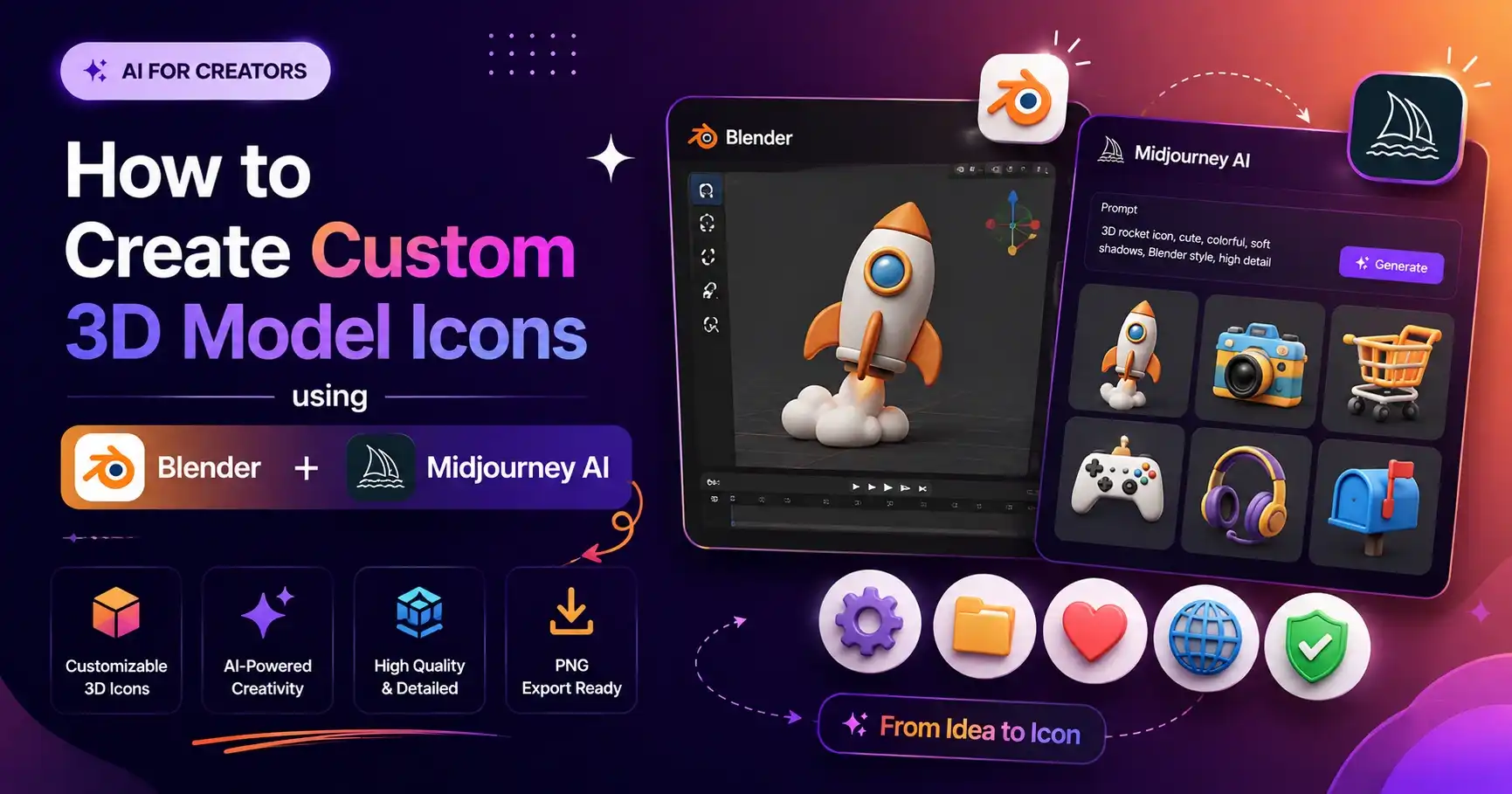 How to Create Custom 3D Model Icons using Blender & Midjourney AI