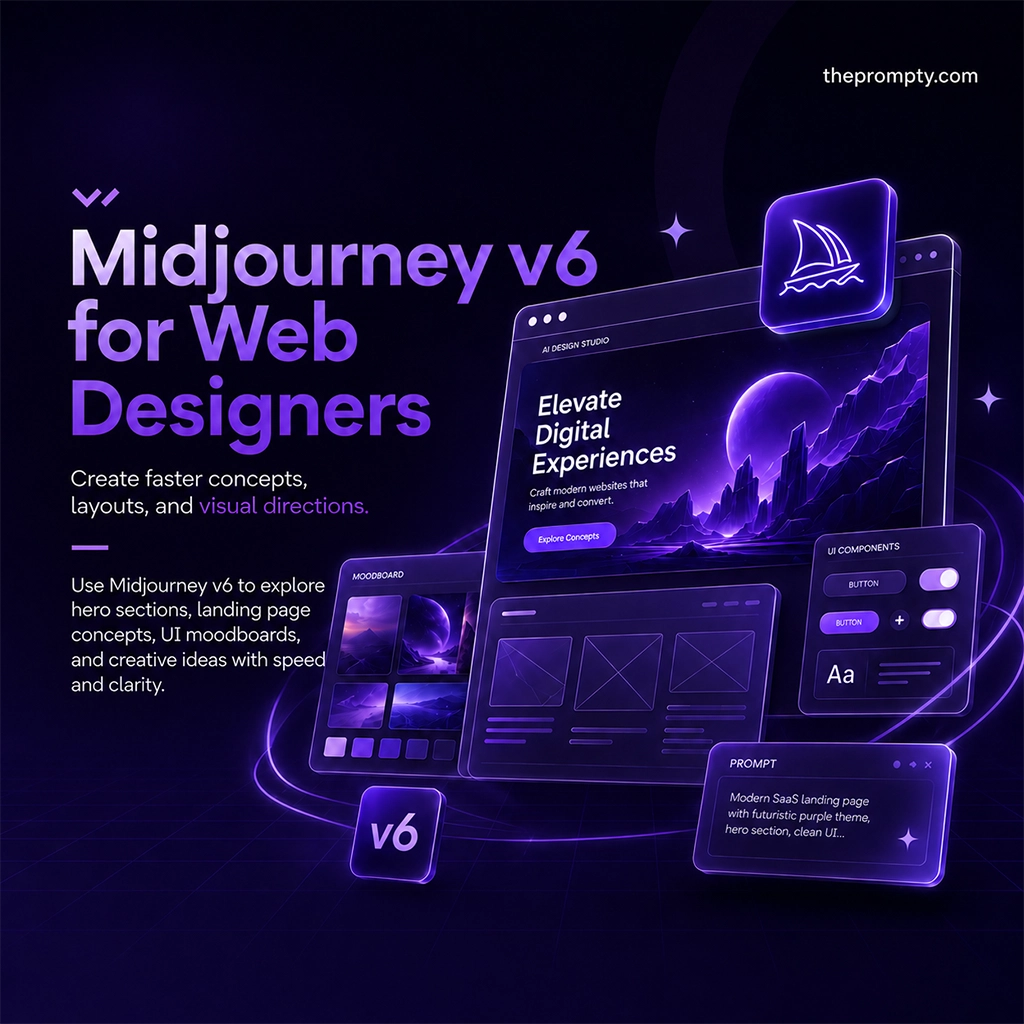 Midjourney v6 for Web Designers: Prompting Beautiful Landing Pages, UI Components & Icons